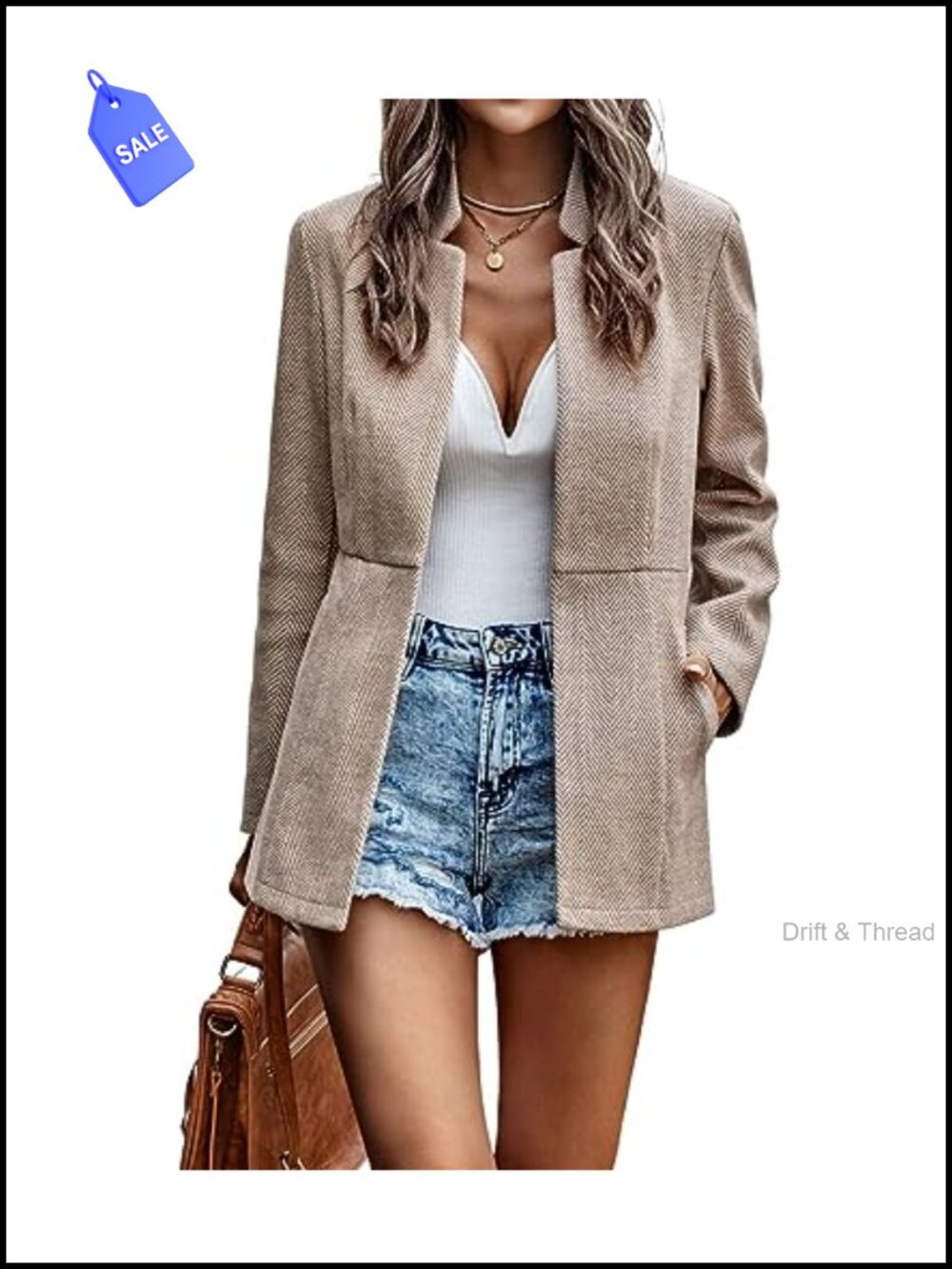 Women's Open Front Long Sleeve Notch Lapel Office Blazer Jacket
